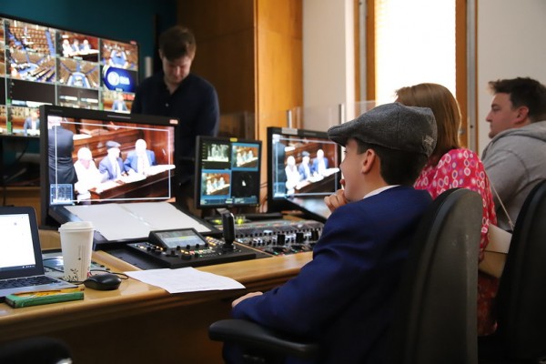 Aaron O'Shea in the Oireachtas TV broadcast studios