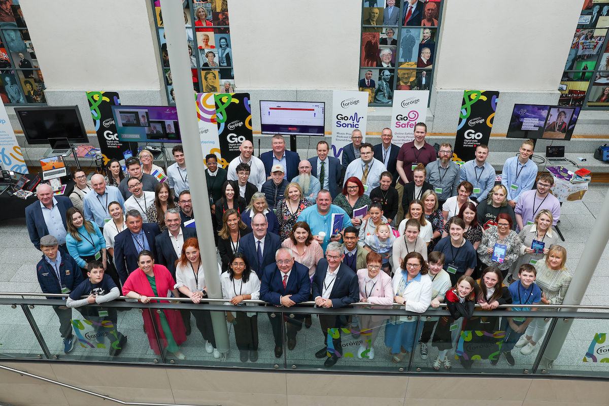 Overhead view of participants in Foróige's digital youth showcase in Leinster House | Image credit: Maxwell's Photography/Foróige