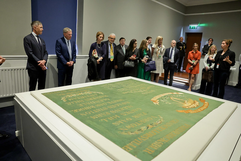 unveiling of a newly restored flag of the Fighting Sixty-Ninth in Leinster House on the occasion of the marking of 60 years since JFK's address to the Oireachtas