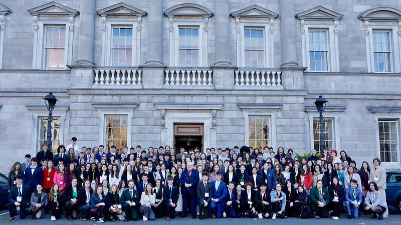 Group shot of delegates to the EYP event in Leinster House in 2024
