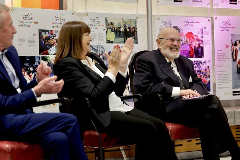 Senator David Norris, Máire Geoghegan-Quinn and Kieran Rose participate in the Bród 93/23 panel discussion