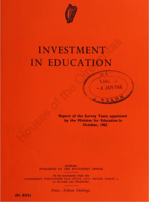 Front cover (red) of the Investment in Education report, 1966